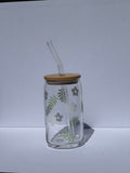 Leaves & Flowers - Glass Tumbler