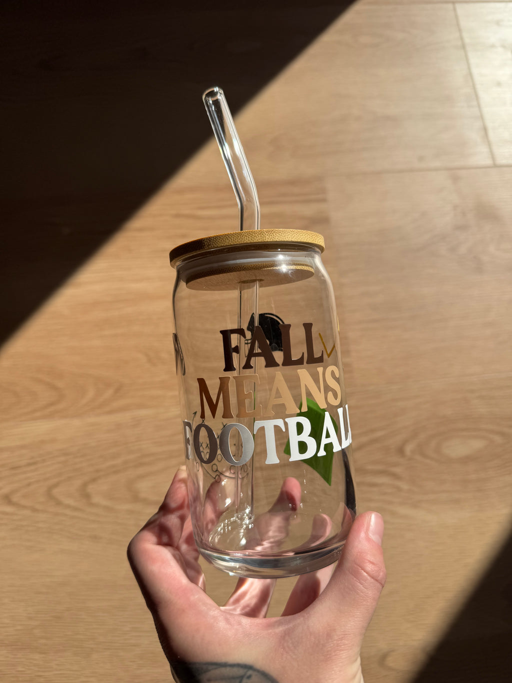 Fall Means Football - Glass Tumbler